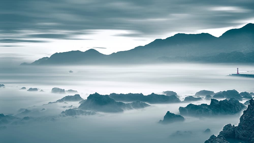 Misty Blue Seascape by MingLun Tsai (蔡明倫) — canvas wall art