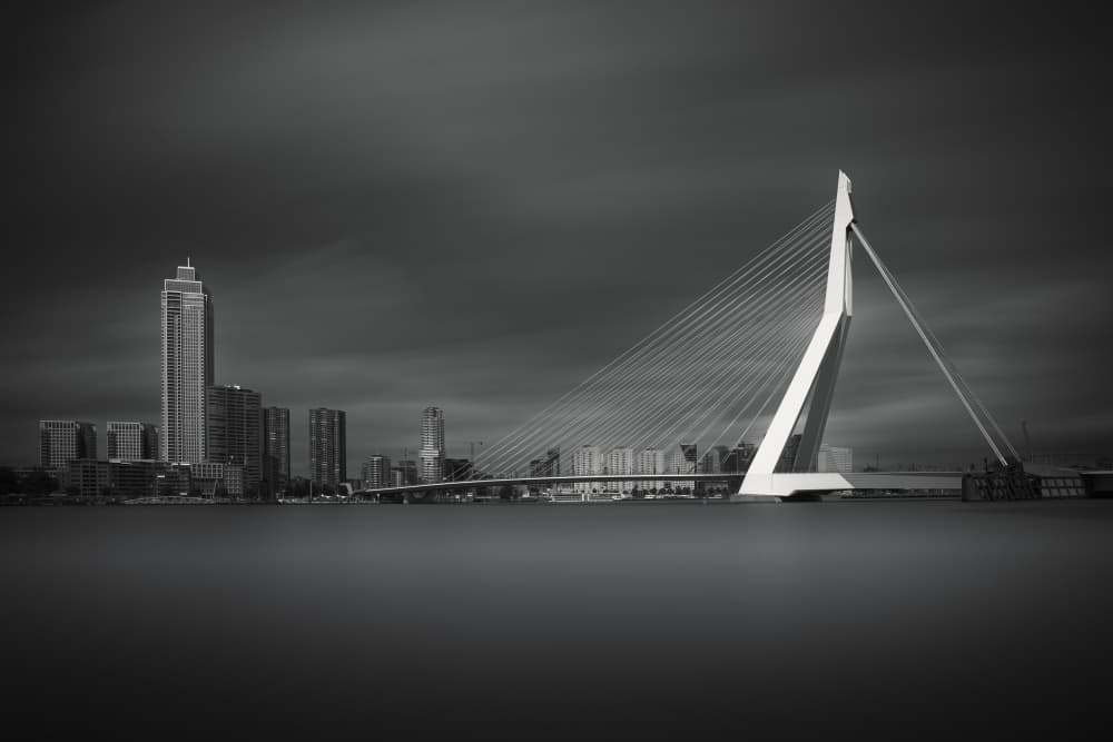 Monochrome Bridge Skyline by Greetje van Son — canvas wall art