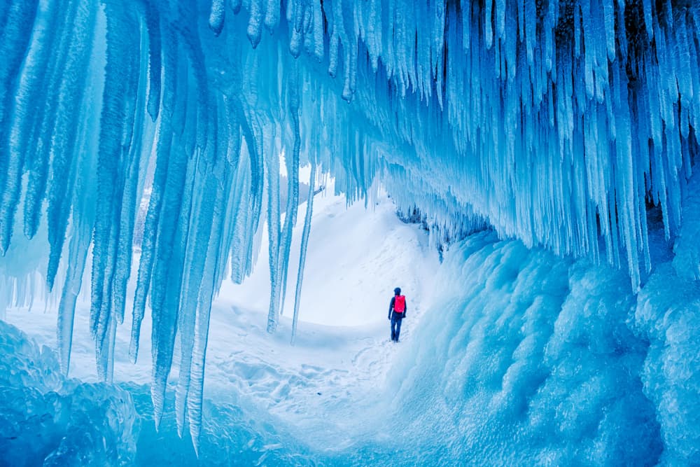 Frozen Ice Cave Path by James Bian — canvas wall art