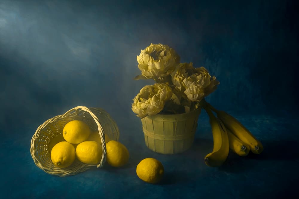 Yellow Blooms and Lemons by Lydia Jacobs — canvas wall art