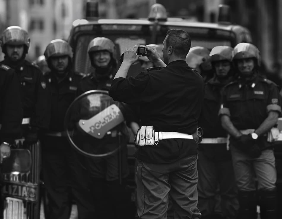 Italian Police Street Scene by Fulvio Pellegrini — canvas wall art