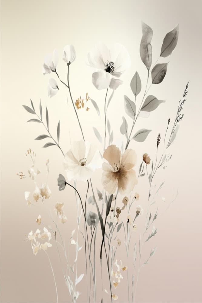 Soft Neutral Blooms by Sally Ann Moss — canvas wall art