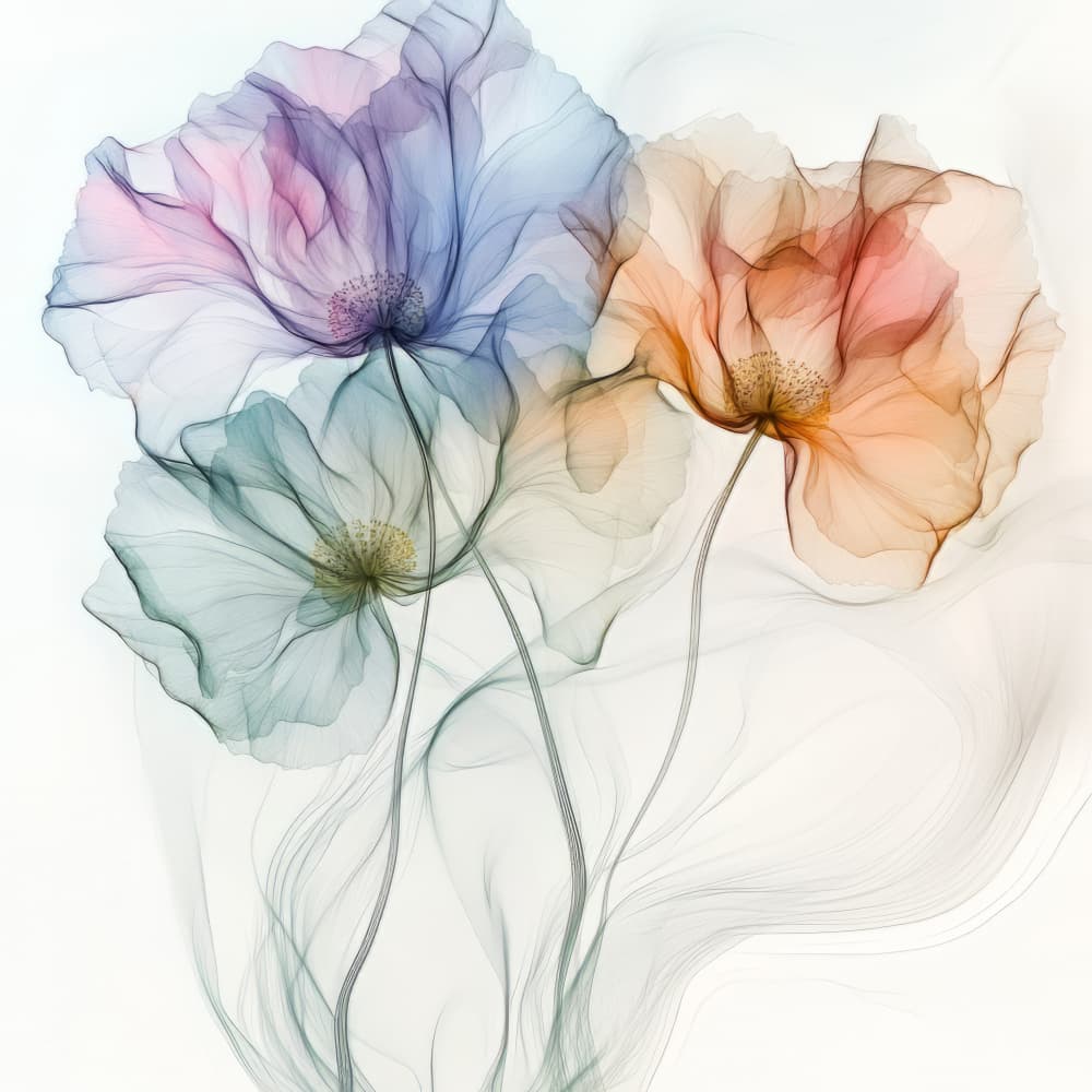 Pastel Ink Flowers by Bilge Paksoylu — canvas wall art