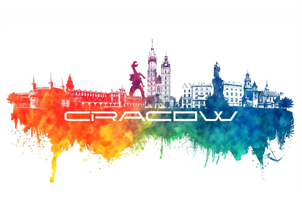 Krakow Vibrant Skyline by Justyna Jaszke — canvas wall art