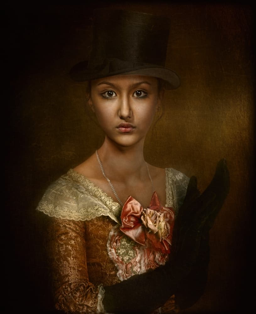 Elegant Woman in Top Hat by Svetlana Melik-Nubarova — canvas wall art