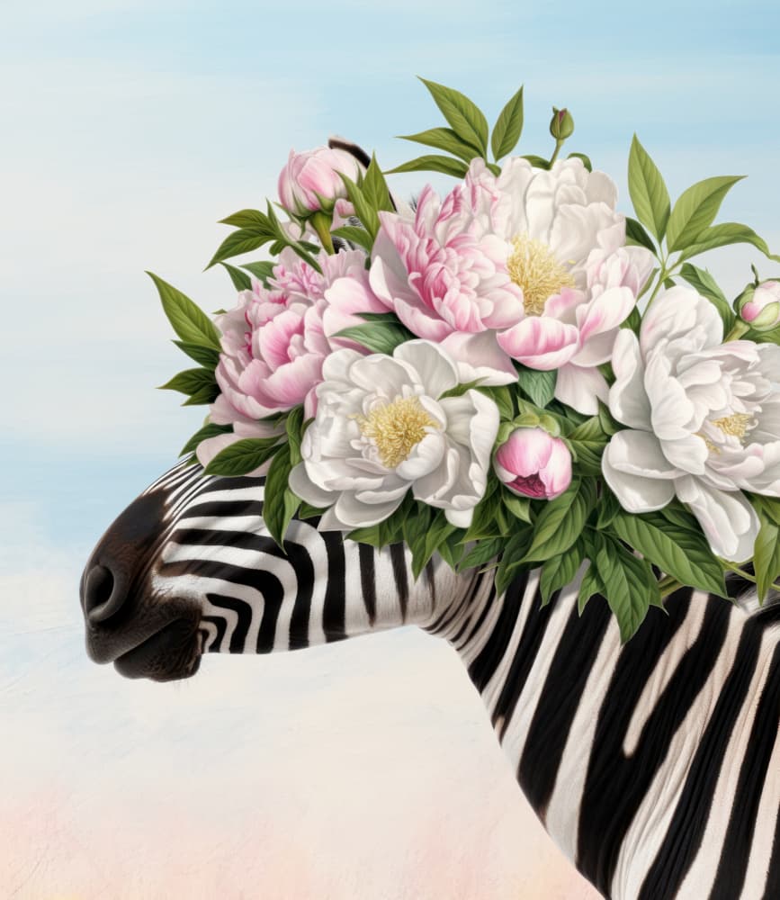 Zebra Peony Crown by Marja van den Hurk — canvas wall art