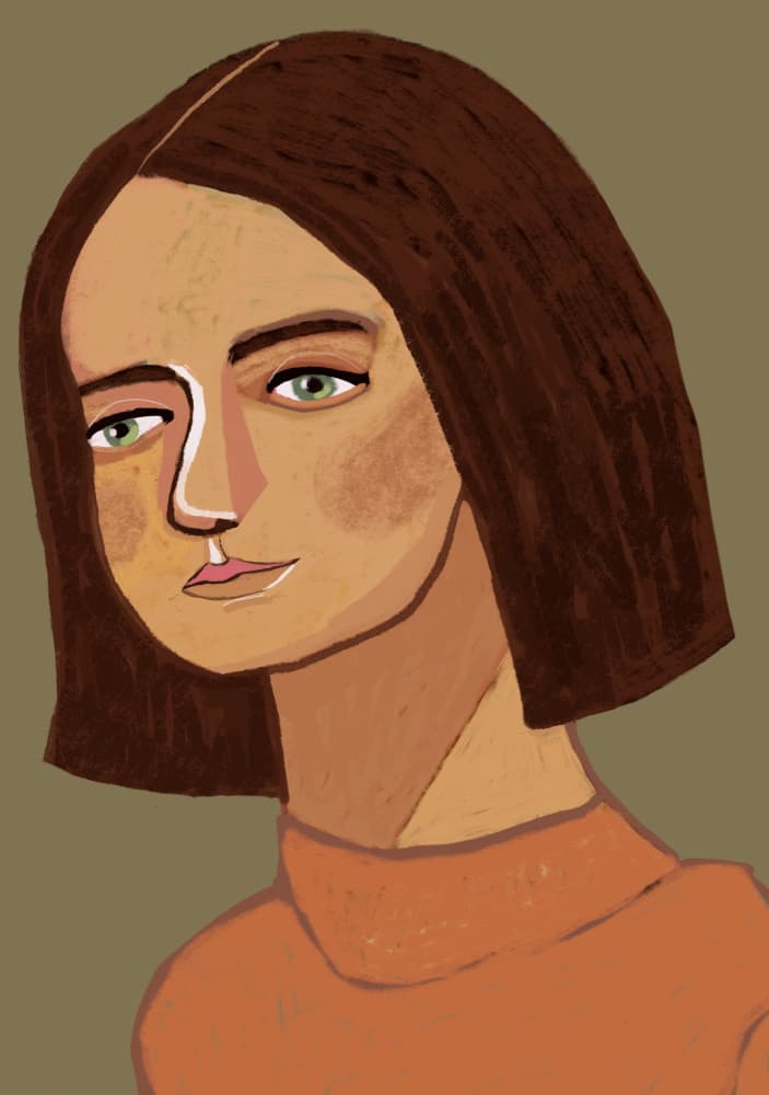 Pensive Woman Portrait by Sharyn Bursic — canvas wall art