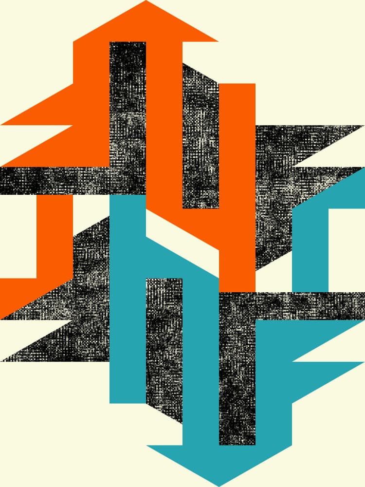 Opposing Geometric Arrows by Petr Strnad — canvas wall art