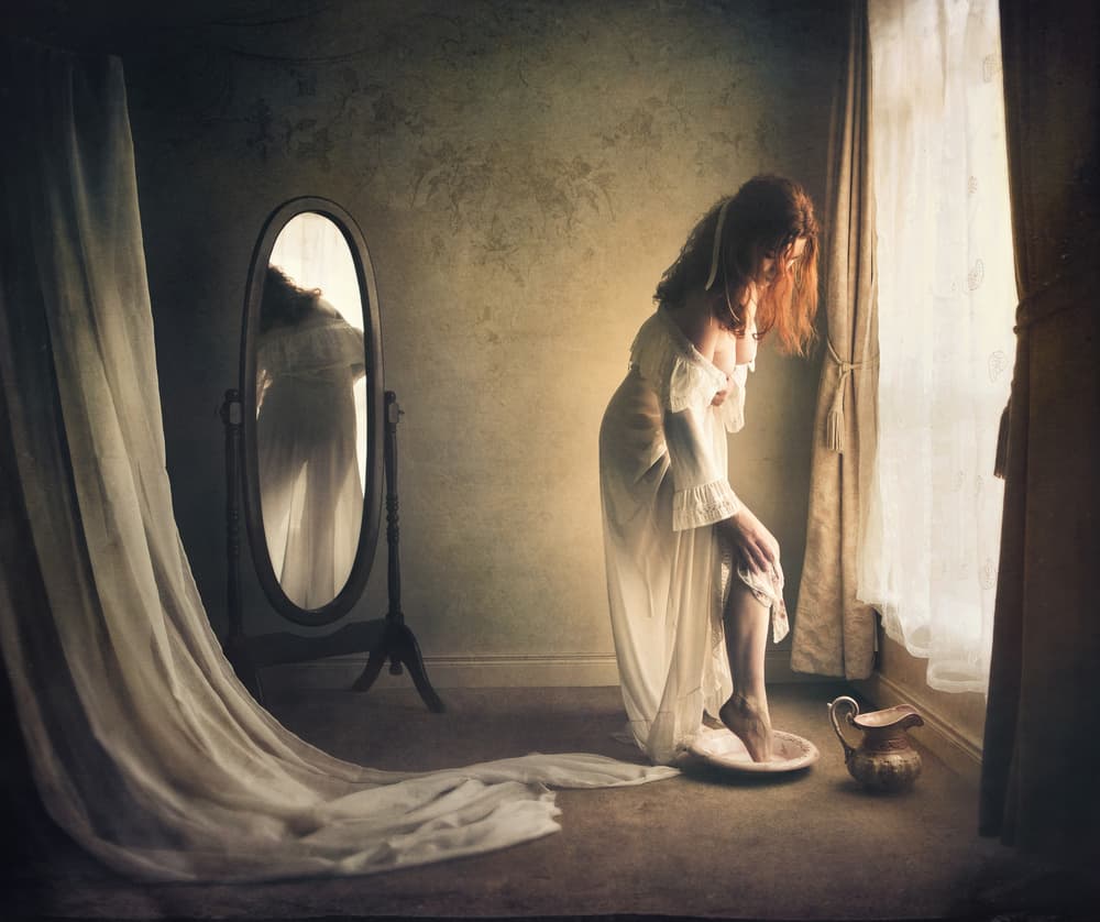Woman's Morning Reflection by Magdalena Russocka — canvas wall art