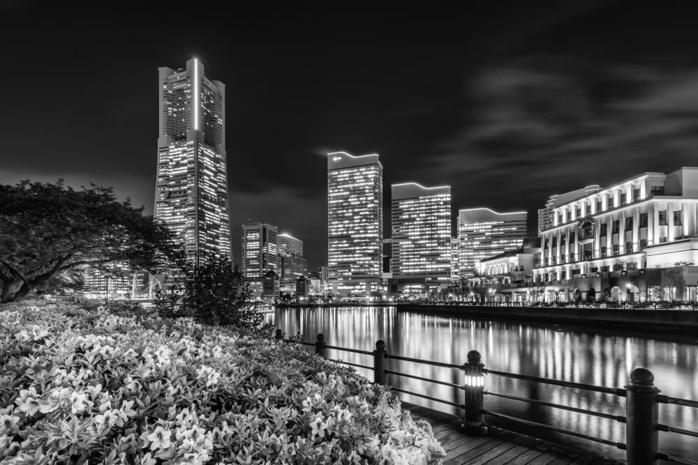 Night City Reflections by Melanie Viola — canvas wall art