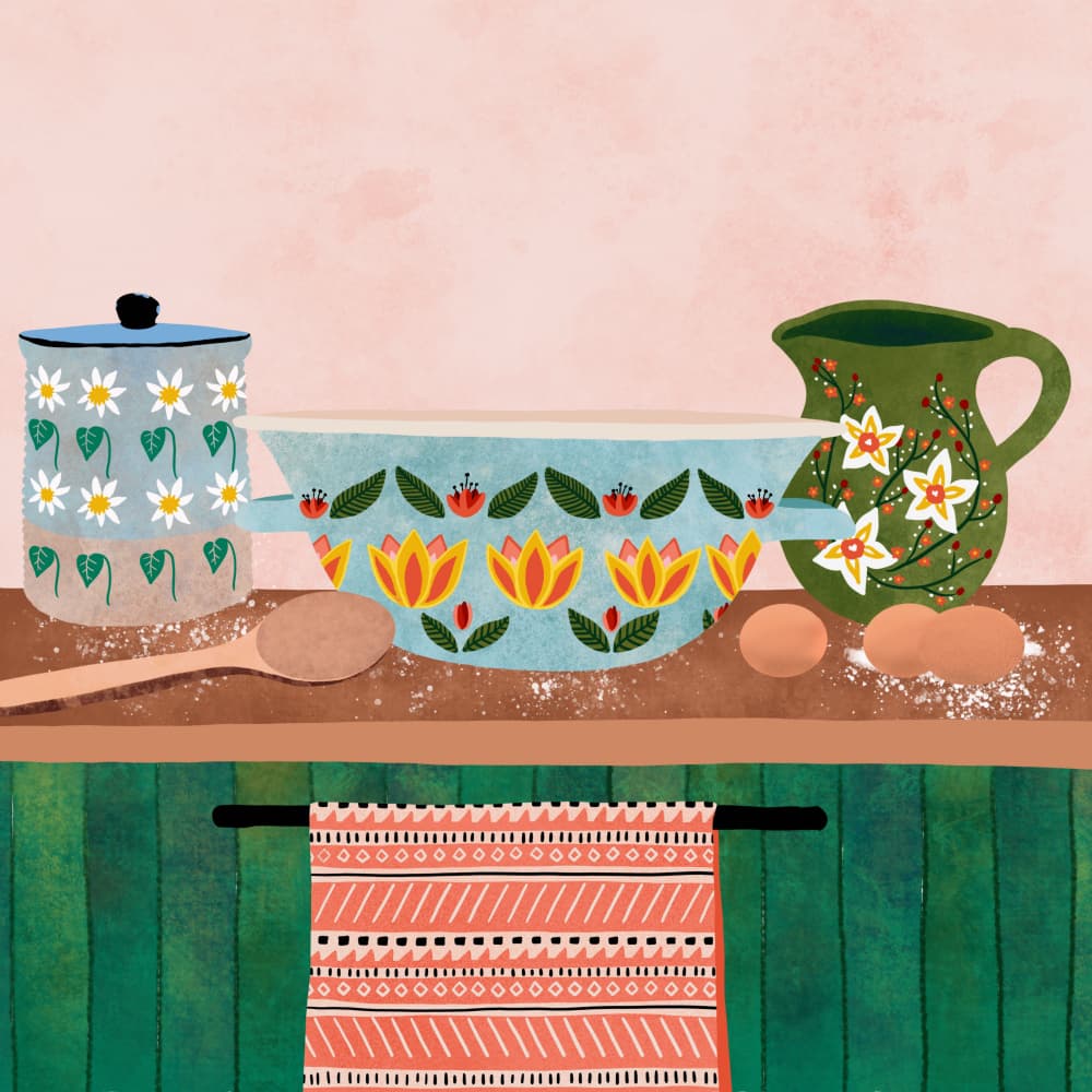 Charming Folk Kitchen by Ceyda Alasar — canvas wall art
