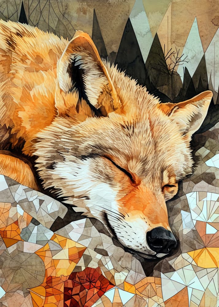 Sleeping Fox Dream by Justyna Jaszke — canvas wall art