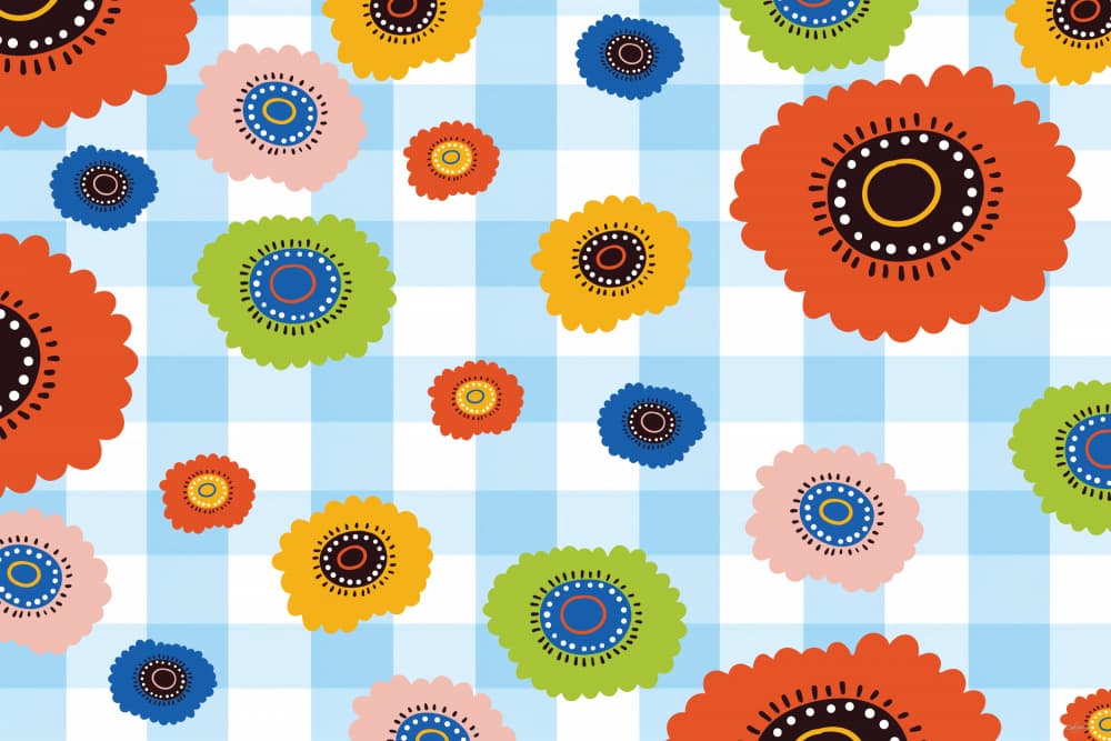 Playful Gingham Flowers by Sue Skellern — canvas wall art