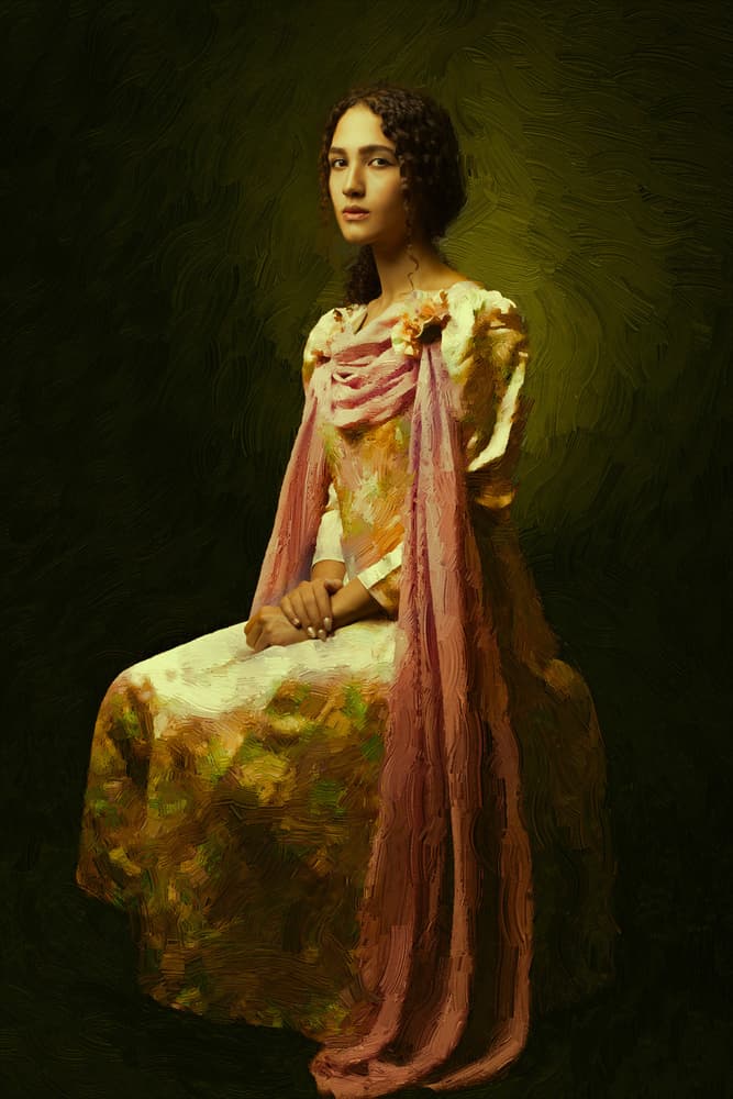Painterly Woman Portrait by Mehdi Mokhtari — canvas wall art