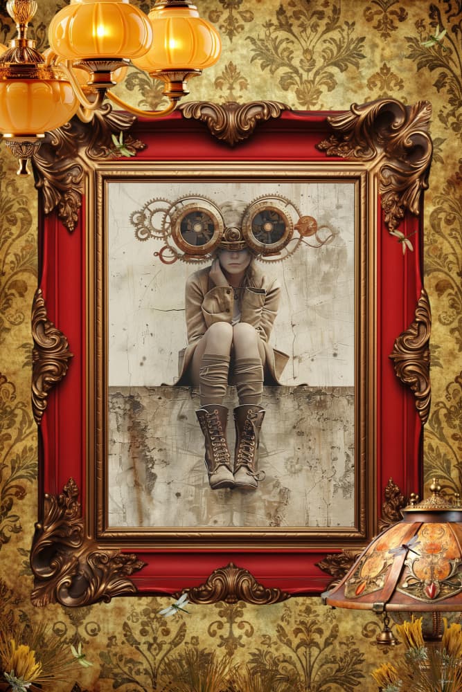 Vintage Steampunk Girl by Sue Skellern — canvas wall art