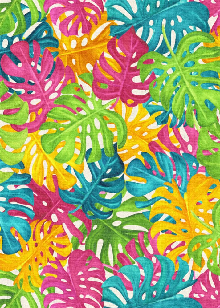 Colorful Monstera Pattern by Olena Kovalova — canvas wall art