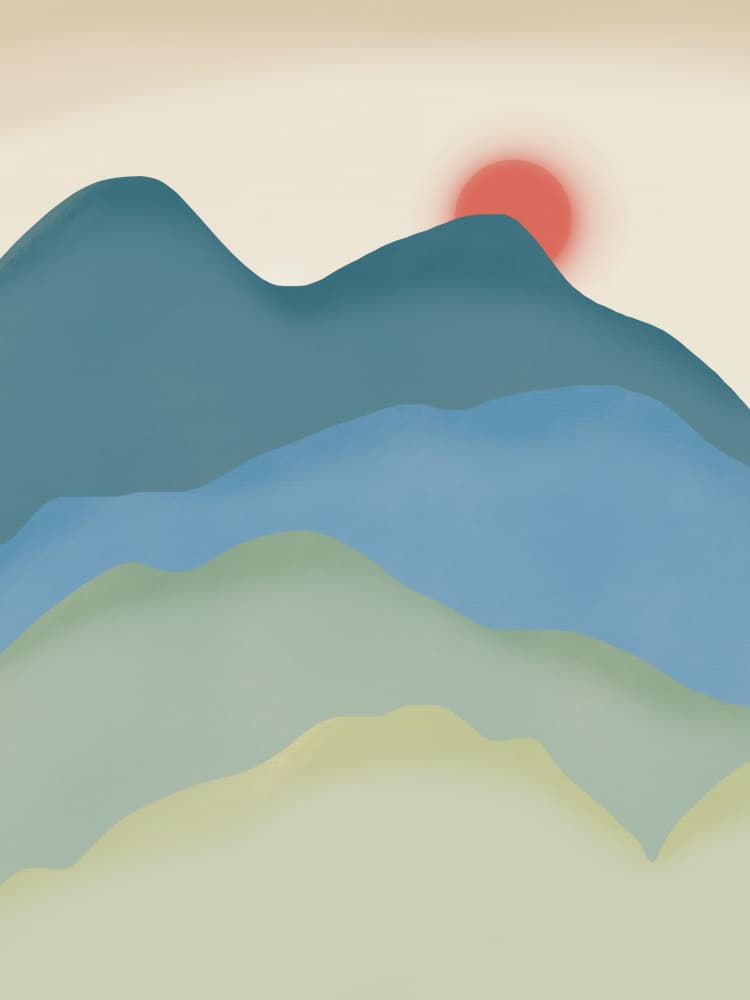 Red Sun Mountain View by Little Dean — canvas wall art