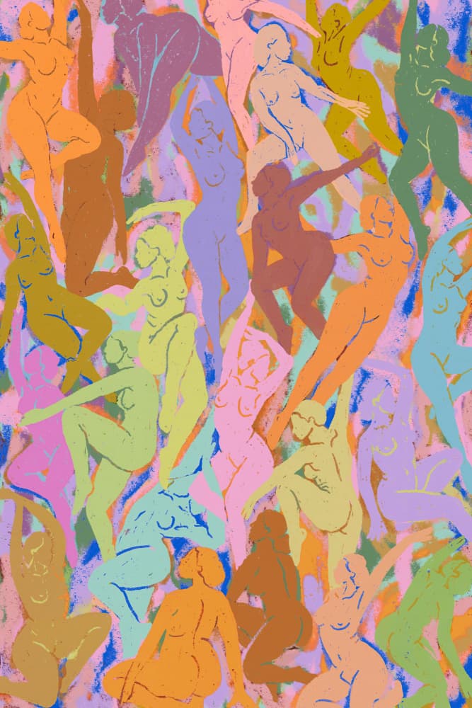 Colorful Dancing Women by Treechild — canvas wall art
