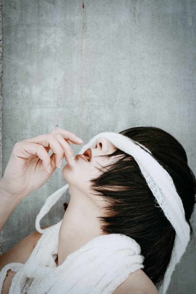 Mysterious Blindfolded Woman by Midoriselfphoto — canvas wall art