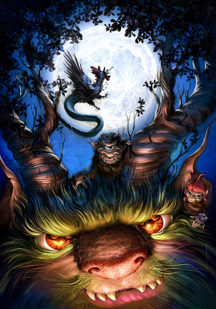 Moonlit Forest Monster by Juan Hernaz — canvas wall art