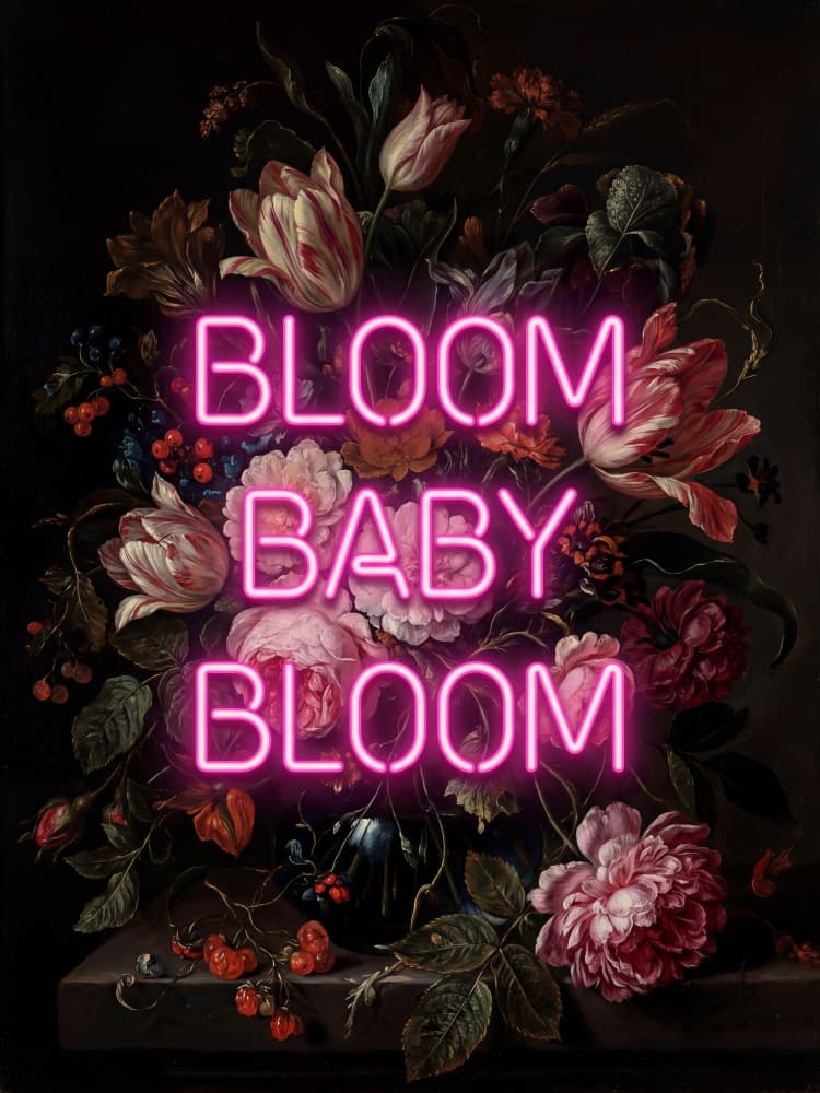 Bloom Baby Bloom Neon by Andreas Magnusson — canvas wall art
