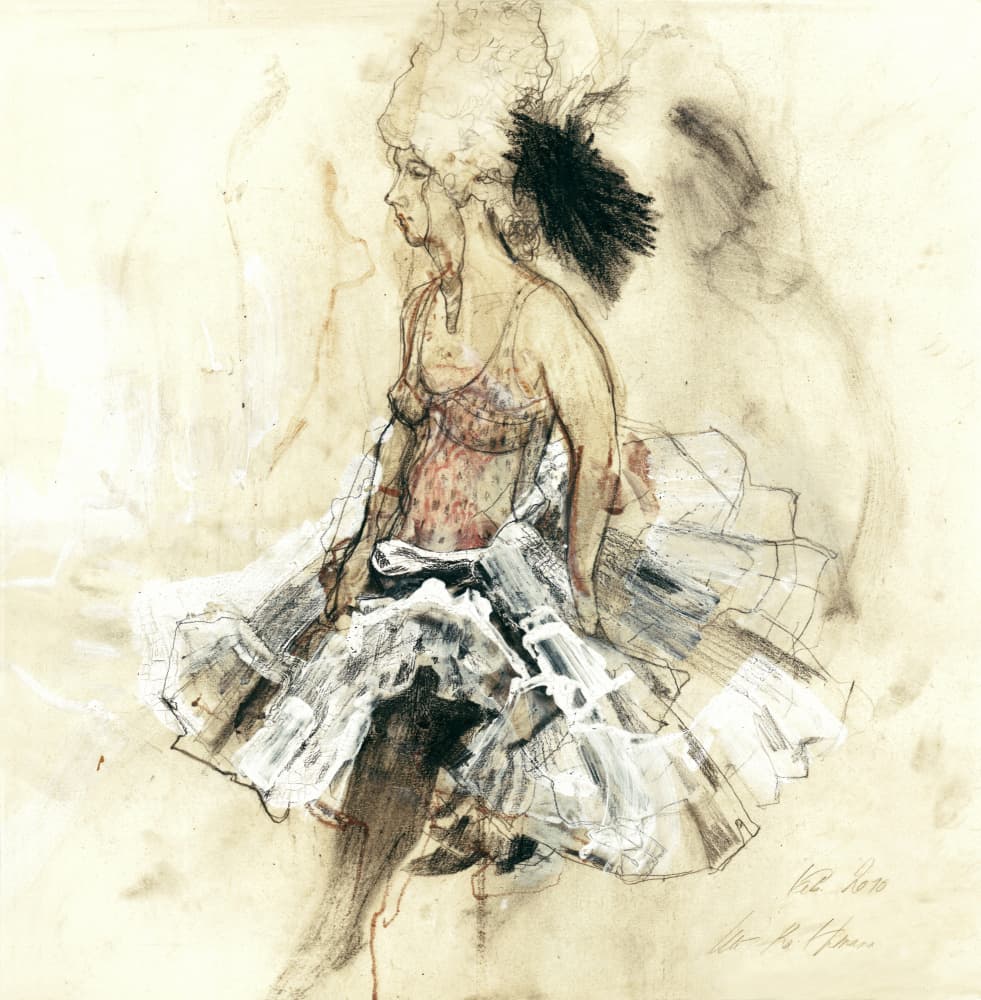 Feathered Dance Sketch by Ute Rathmann — canvas wall art