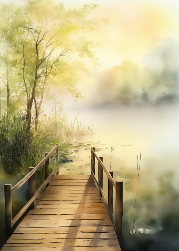 Misty Lake Morning by Andreas Magnusson — canvas wall art