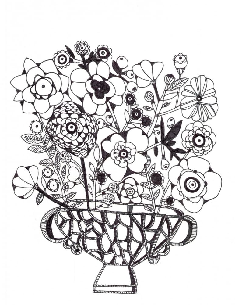 Black and White with at Wisty Vase by Sharon Nullmeyer — canvas wall art