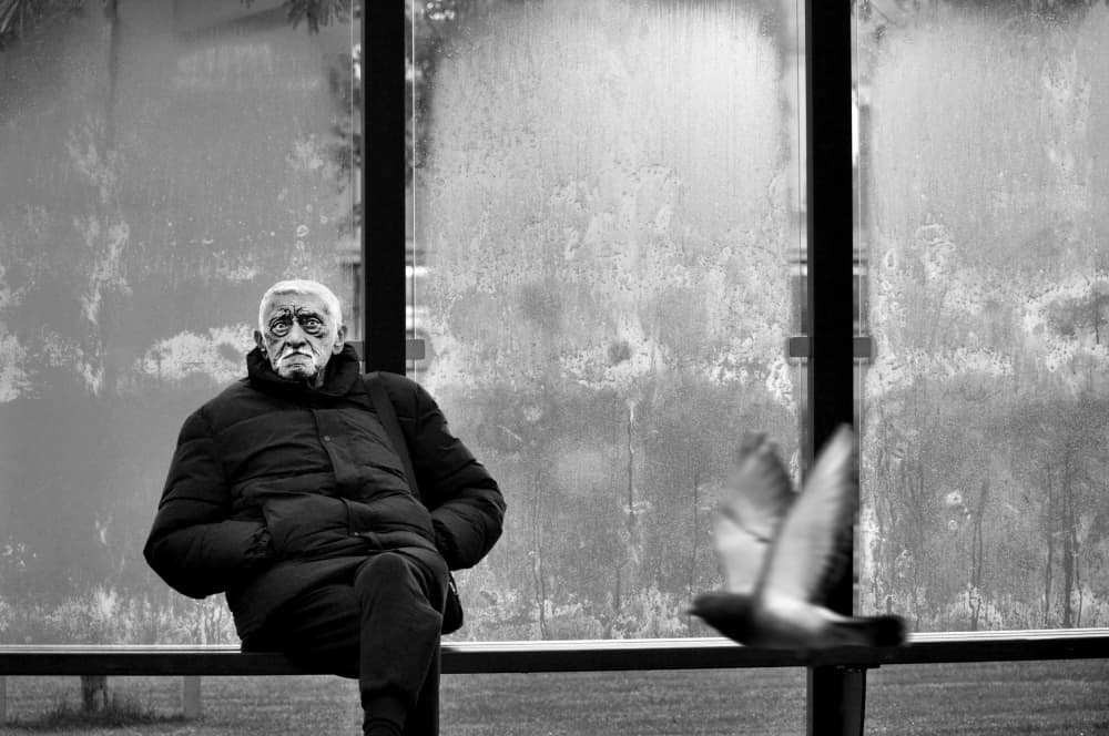 Old Man Waiting by Nicoleta Gabor — canvas wall art