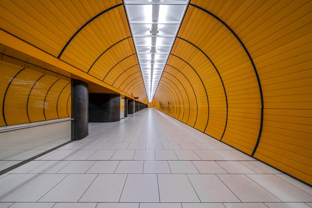 Orange Subway Tunnel by fotomarion — canvas wall art