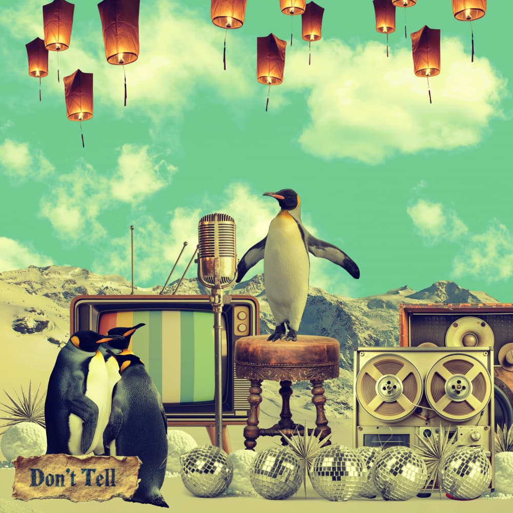 Retro Penguin Party by Sue Skellern — canvas wall art