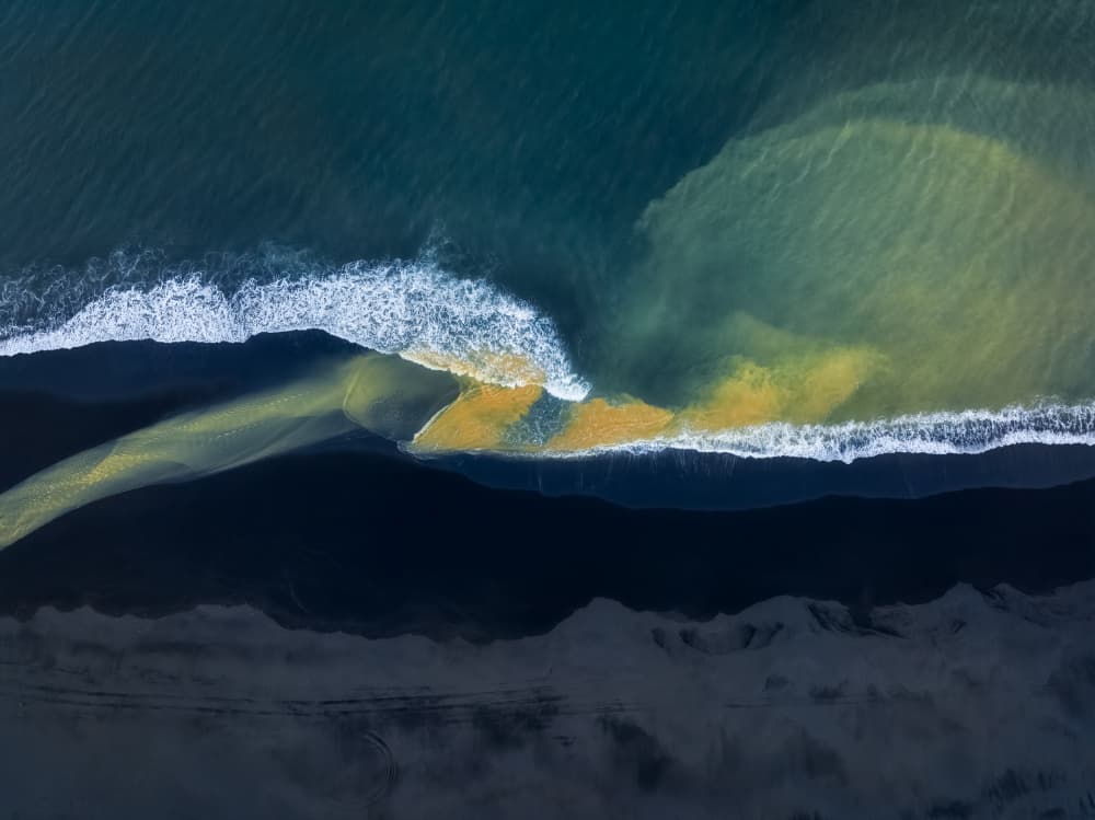 Golden Estuary Black Sand by Shenshen Dou — canvas wall art