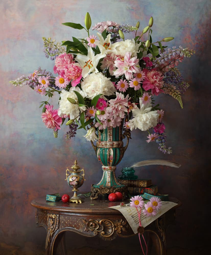 Opulent Floral Still Life by Andrey Morozov — canvas wall art