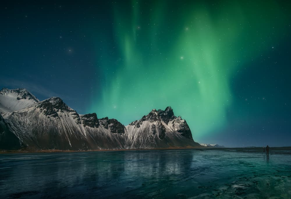 Northern Lights Over Mountains by joanaduenas — canvas wall art