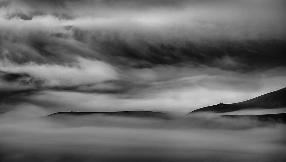 Misty Hilltop Dwelling by Peter Svoboda MQEP — canvas wall art
