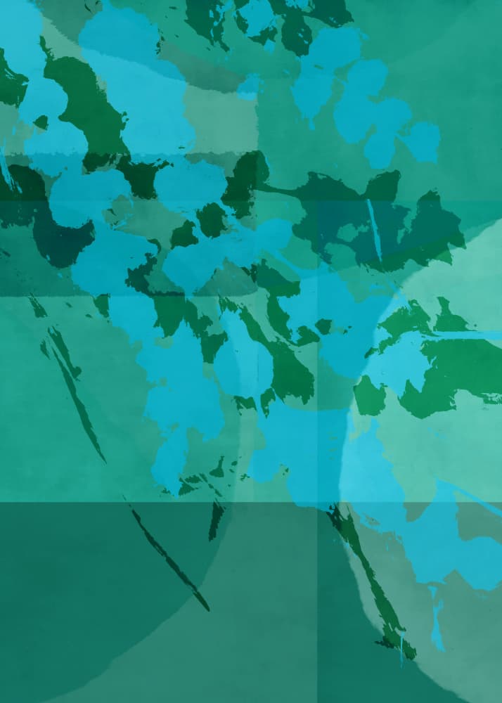 Abstract Botanical. Florals in blue, green, turquoise. by Dina Dankers — canvas wall art