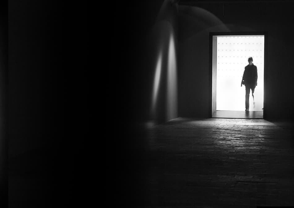 Solitary Figure Doorway by Hilde Ghesquiere — canvas wall art