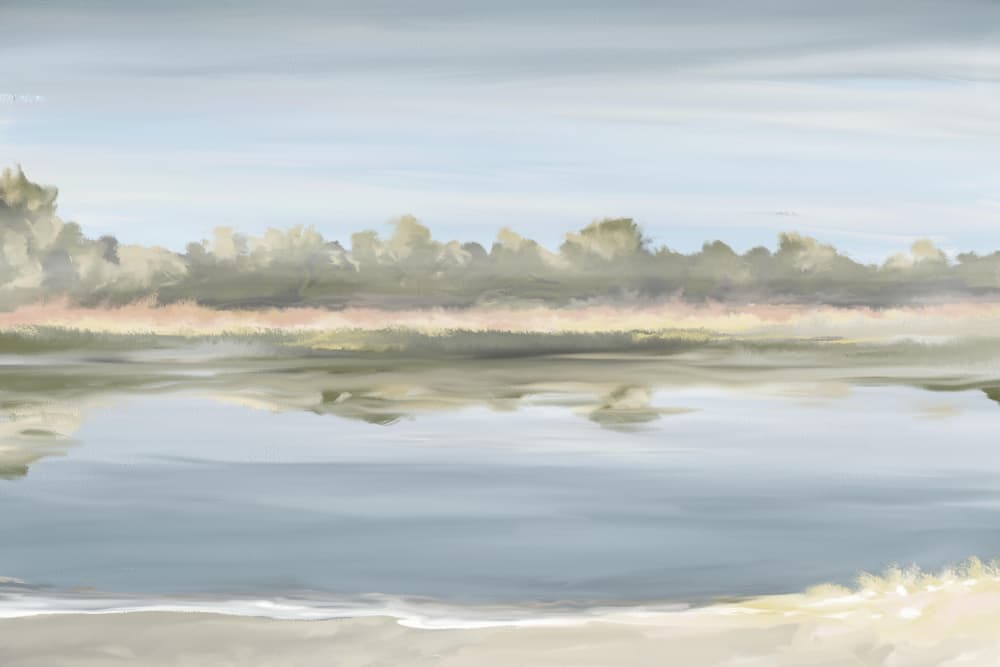 Serene Water Reflections by Jenna Alheit — canvas wall art