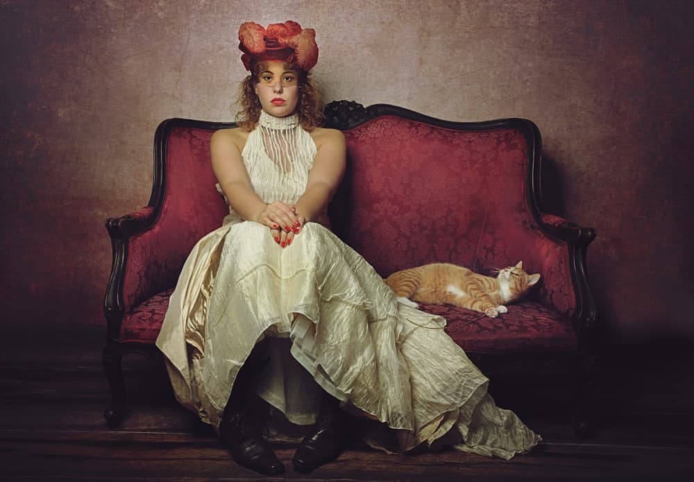 Elegant Lady and Cat by Monika Vanhercke — canvas wall art