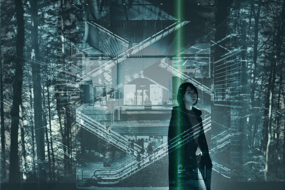 Woman in Future Forest by moucorn — canvas wall art
