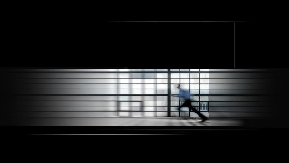 Man Running Modern Office by Gilbert Claes — canvas wall art