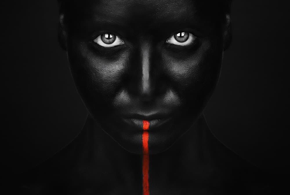 Intense Black Red Portrait by Petko Petkov — canvas wall art