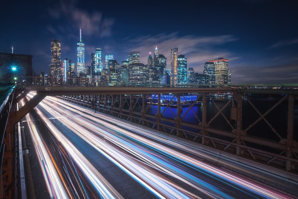 City Night Light Trails by Carlos F. Turienzo — canvas wall art