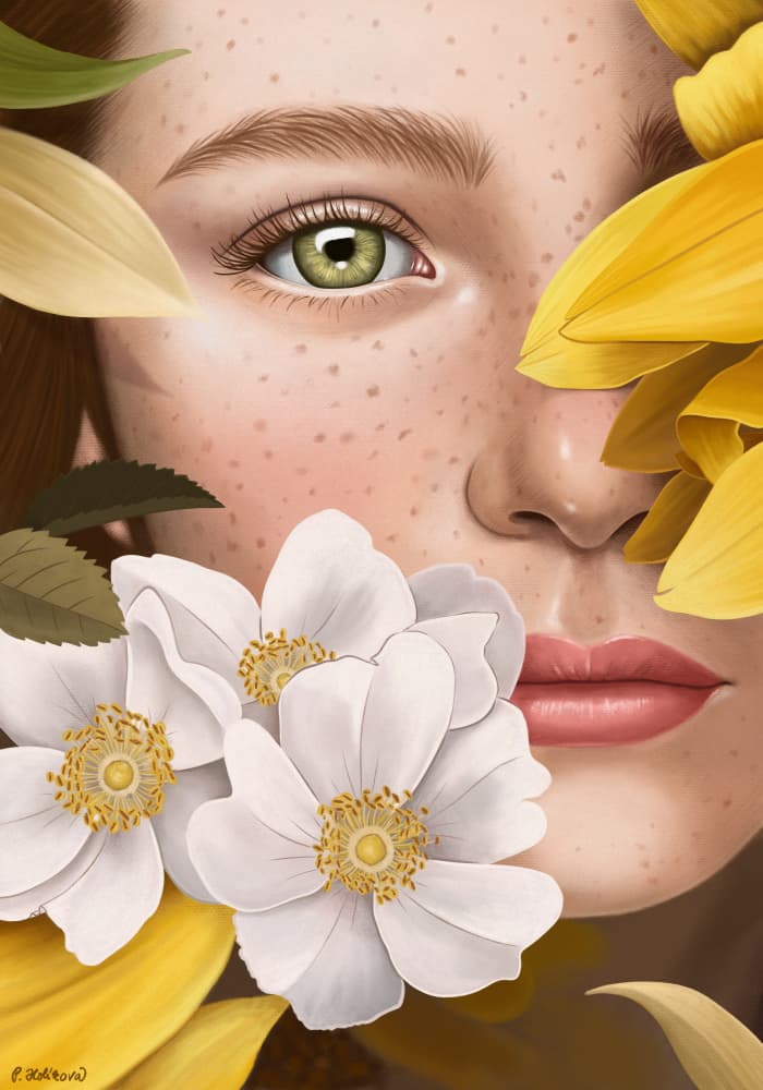 Green Eye Floral Dream by Petra Holíková — canvas wall art