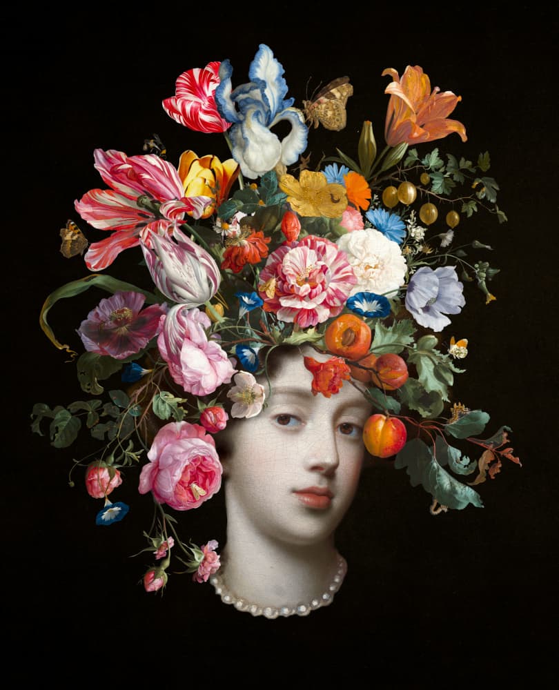 Floral Crown Portrait by Marja van den Hurk — canvas wall art