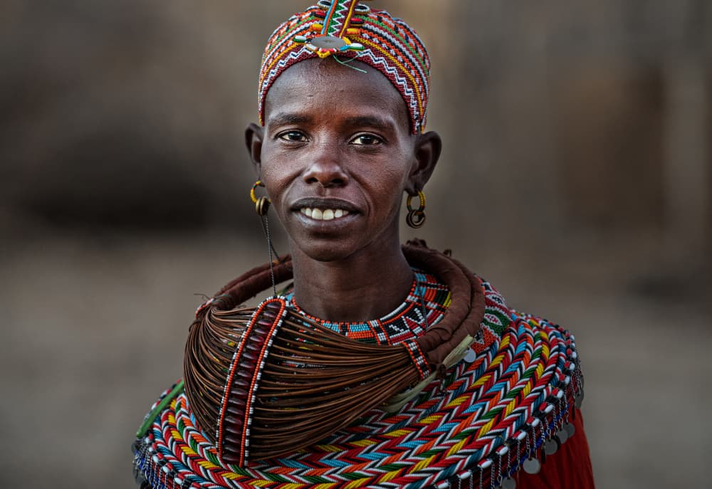 African Beaded Portrait by Joxe Inazio Kuesta Garmendia — canvas wall art
