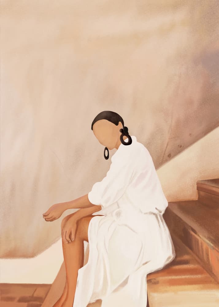 Modern Woman White Dress by City Art — canvas wall art