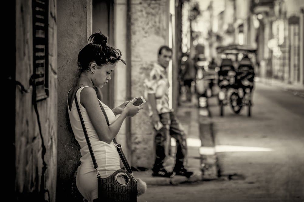 City Girl with Phone by Koji Morishige — canvas wall art