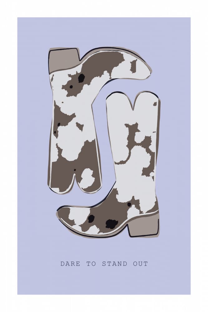Cow Print Western Boots by casa cartissi — canvas wall art