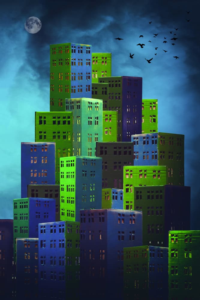 Vibrant City Night by Brig Barkow — canvas wall art